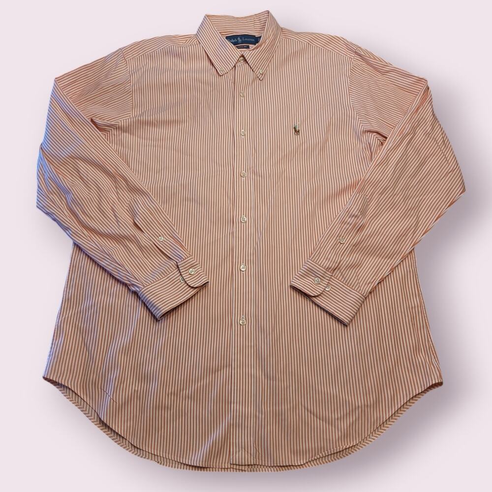 Ralph Lauren Striped Button Down 16.5 Cotton Preppy Officecore